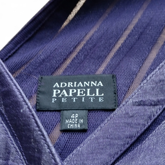 Adrianna Papell Women's Size 4p Deep Blue Layered Midi Dress - Picture 3 of 8